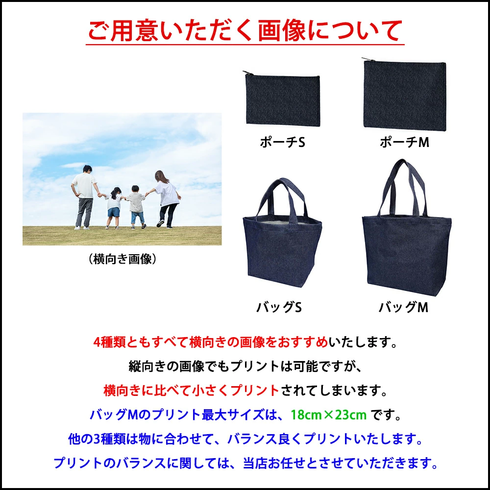 デニム生地、バック・ポーチ